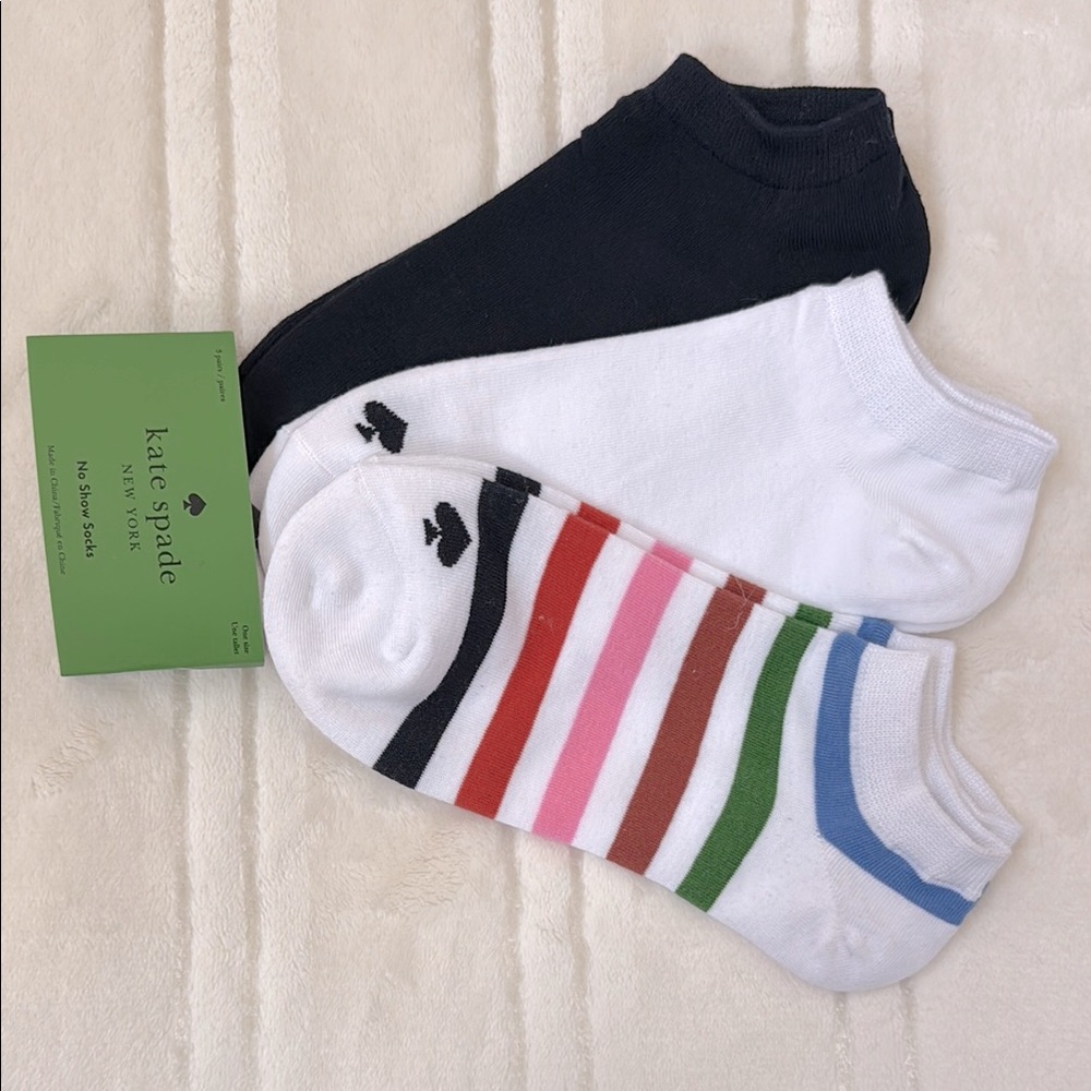 Kate Spade Women's Multicolor Ankle No Show Socks 3 pairs One Size